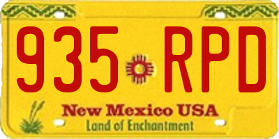 NM license plate 935RPD