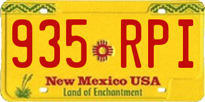 NM license plate 935RPI