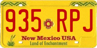 NM license plate 935RPJ