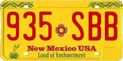 NM license plate 935SBB