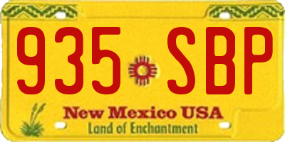 NM license plate 935SBP