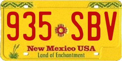 NM license plate 935SBV