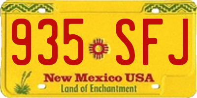 NM license plate 935SFJ