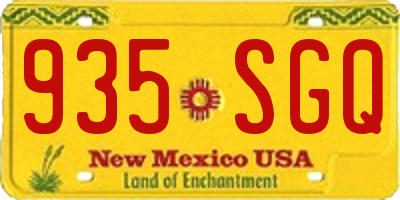 NM license plate 935SGQ