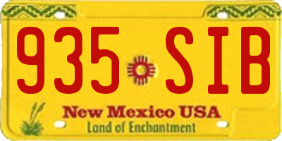 NM license plate 935SIB