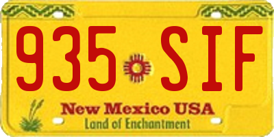NM license plate 935SIF