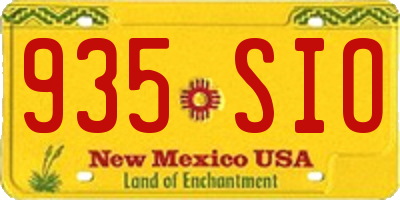 NM license plate 935SIO
