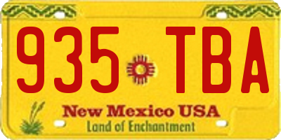 NM license plate 935TBA
