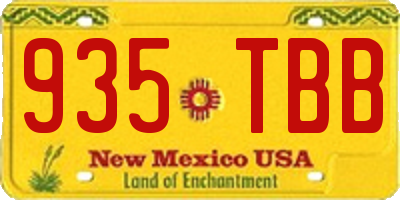 NM license plate 935TBB