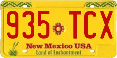 NM license plate 935TCX