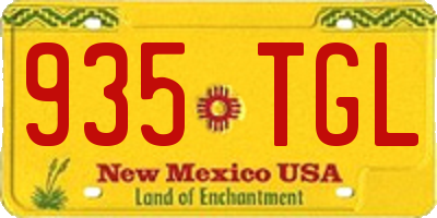 NM license plate 935TGL