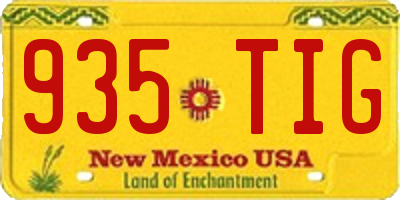 NM license plate 935TIG