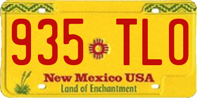 NM license plate 935TLO