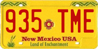 NM license plate 935TME