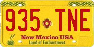 NM license plate 935TNE