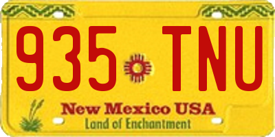 NM license plate 935TNU