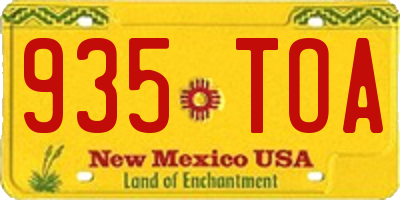 NM license plate 935TOA