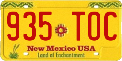 NM license plate 935TOC