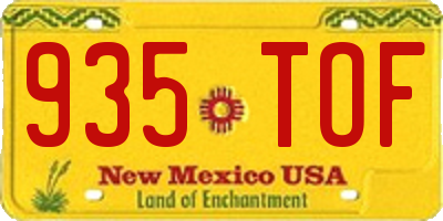 NM license plate 935TOF
