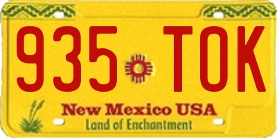NM license plate 935TOK