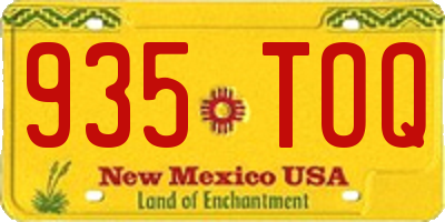 NM license plate 935TOQ