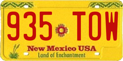 NM license plate 935TOW