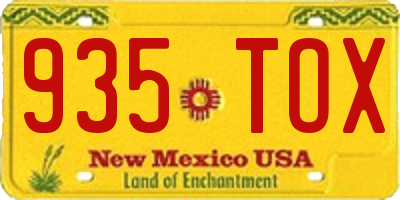 NM license plate 935TOX