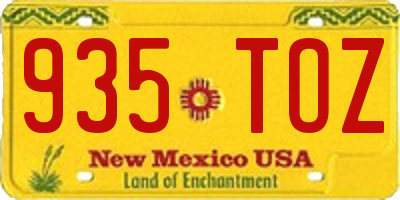 NM license plate 935TOZ