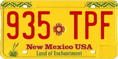 NM license plate 935TPF
