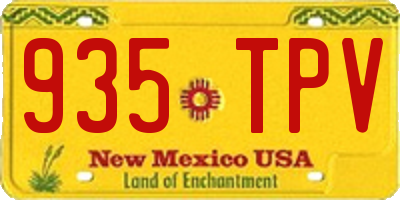 NM license plate 935TPV