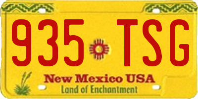 NM license plate 935TSG