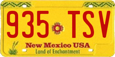 NM license plate 935TSV