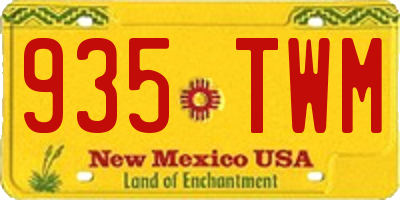 NM license plate 935TWM