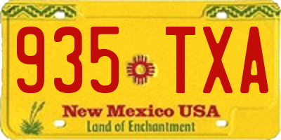 NM license plate 935TXA
