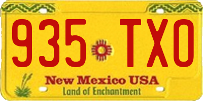 NM license plate 935TXO