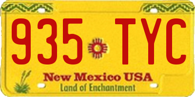 NM license plate 935TYC