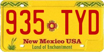NM license plate 935TYD