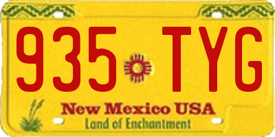 NM license plate 935TYG