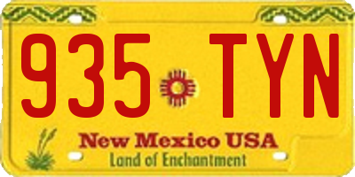 NM license plate 935TYN