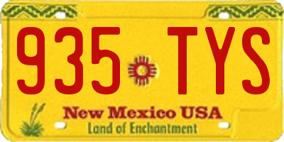 NM license plate 935TYS