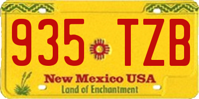 NM license plate 935TZB