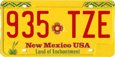 NM license plate 935TZE