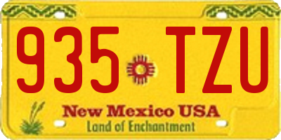 NM license plate 935TZU