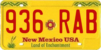 NM license plate 936RAB