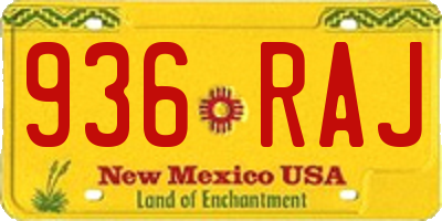 NM license plate 936RAJ