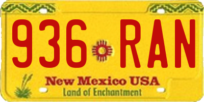 NM license plate 936RAN