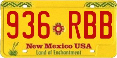 NM license plate 936RBB