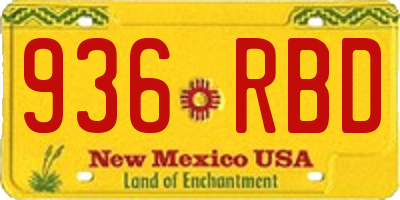 NM license plate 936RBD