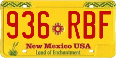 NM license plate 936RBF
