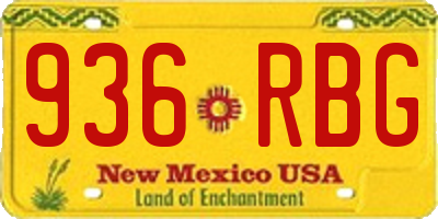 NM license plate 936RBG